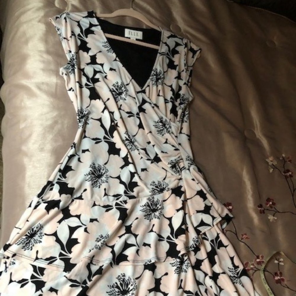 Figure Flattering Faux Wrap  Dress